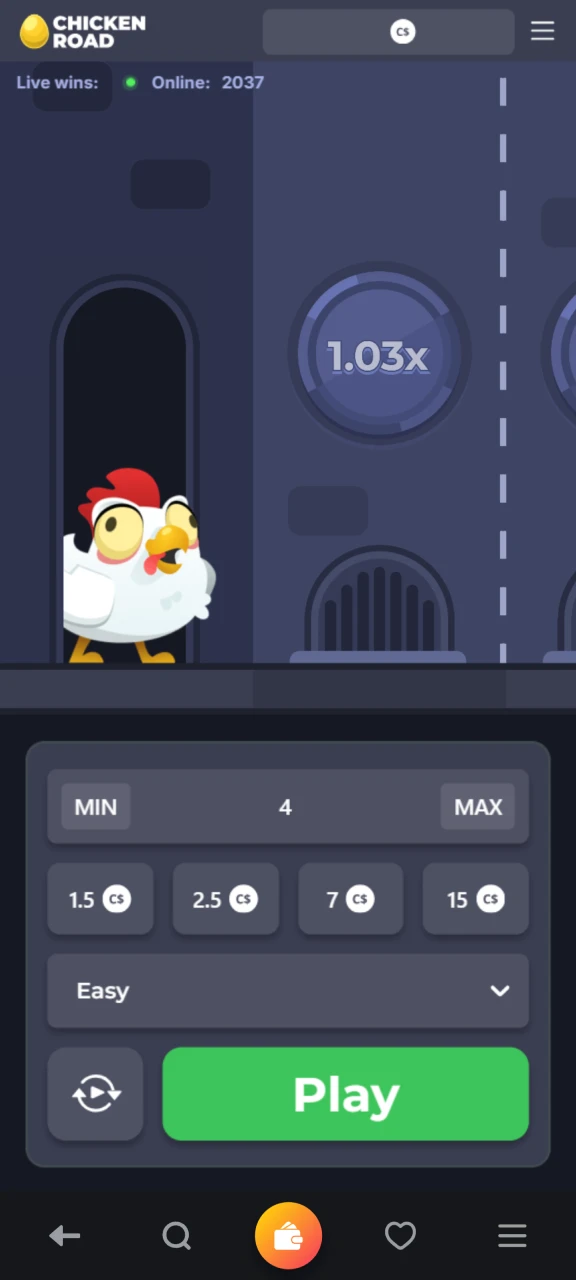 Open the Chicken Road game at Golden Star.